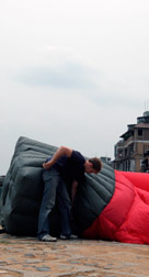 Big Red inflating 2 Time lapse sequence of an inflatable suit inflating part 2