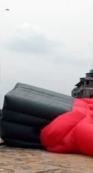 Big Red inflating 3 Time lapse sequence of an inflatable suit inflating part 2