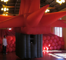 Big Red Performance during exhibition at the Laredo center for the Arts